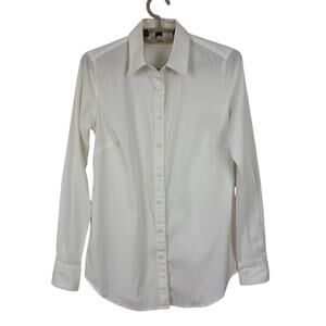 Ann Taylor White Button Shirt 2 Cotton Nylon stretch, slim fit Preppy Academia